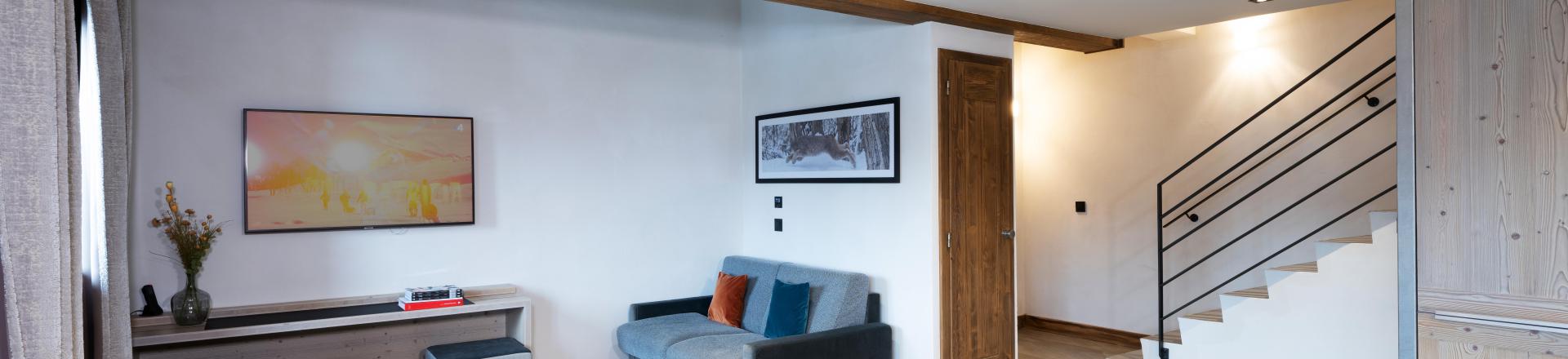 Ski verhuur Appartement duplex 5 kamers 10 personen - Résidence Amaya - Les Saisies - Woonkamer