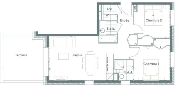Skiverleih 3-Zimmer-Appartment für 6 Personen (AKAA01) - AKASHA A - Les Saisies
