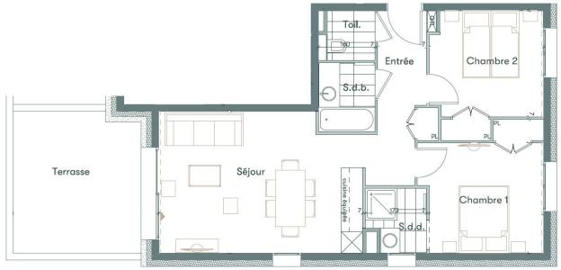 Skiverleih 3-Zimmer-Appartment für 4 Personen (C01) - AKASHA C - Les Saisies