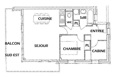Ski verhuur Appartement 3 kabine kamers 7 personen (4) - Chalet Amelie - Les Saisies - Kaart