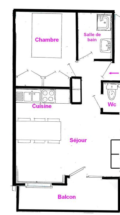 Skiverleih 2-Zimmer-Appartment für 4 Personen (3) - Chalet la Rose des Neiges - Les Saisies