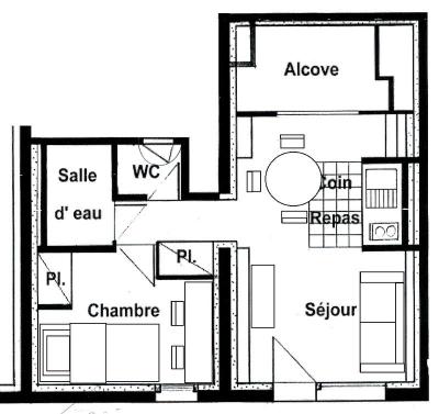 Rent in ski resort 2 room apartment sleeping corner 4 people (1131) - Résidence Grand Mont 1 - Les Saisies - Apartment