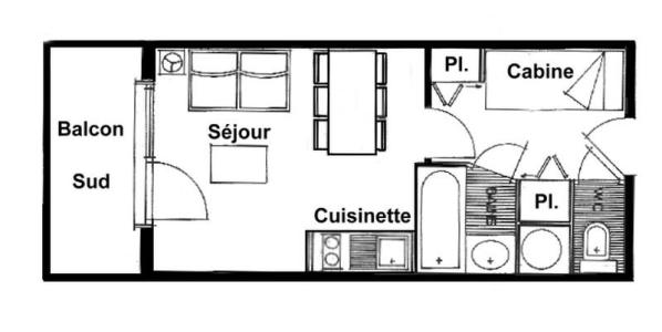 Skiverleih Studio Schlafnische 4 Personen (1103) - Résidence Grand Mont 1 - Les Saisies - Plan