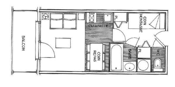 Rent in ski resort Studio sleeping corner 4 people (2211) - Résidence Grand Mont 2 - Les Saisies - Plan