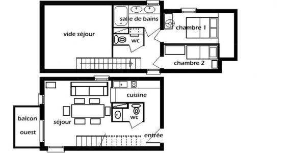 Alquiler al esquí Apartamento dúplex 3 piezas 6 personas (50) - Résidence Isabella D - Les Saisies - Plano