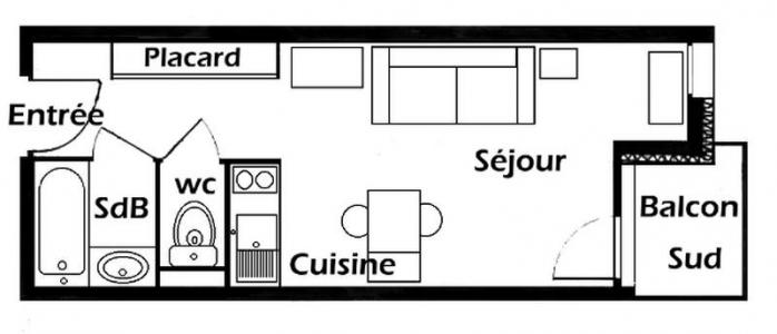 Location au ski Studio 3 personnes (019) - Résidence le Tavaillon - Les Saisies - Plan