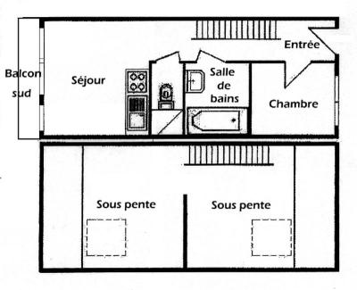 Skiverleih Wohnung 2 Mezzanine Zimmer 6 Leute (024) - Résidence le Tavaillon - Les Saisies - Plan