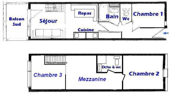 Ski verhuur Appartement 4 kamers mezzanine 8 personen (321) - Résidence le Village 3 - Les Saisies - Kaart