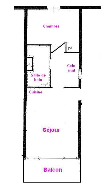 Ski verhuur Appartement 2 kabine kamers 5 personen (533) - Résidence le Village 5 - Les Saisies