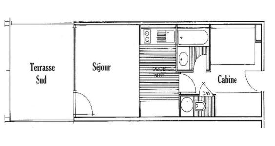 Wynajem na narty Studio z alkową 5 osób (123) - Résidence Mont Blanc A - Les Saisies - Plan