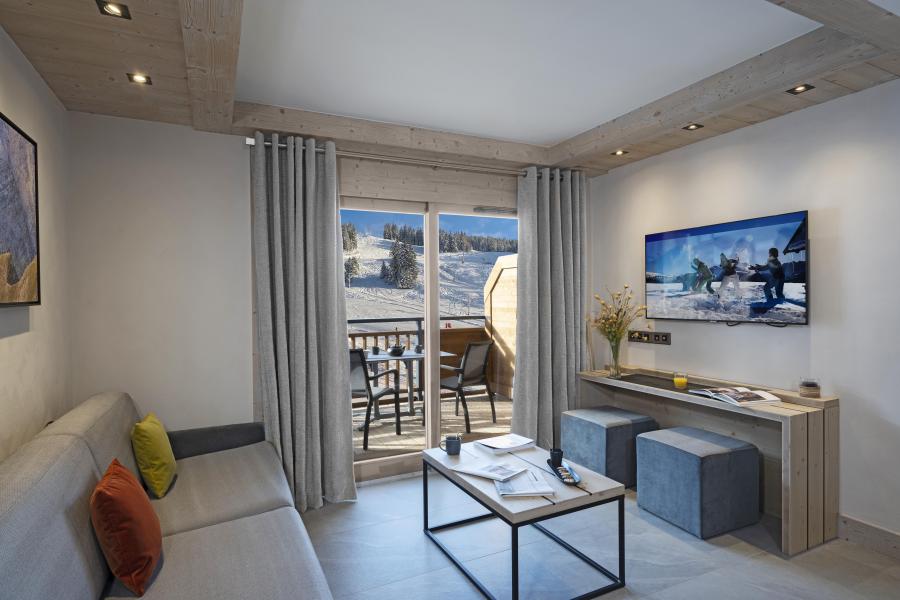 Ski verhuur Appartement 3 kamers 6 personen (Prestige) - Résidence Hameau de l'Ours - Manigod l'Etale - Woonkamer