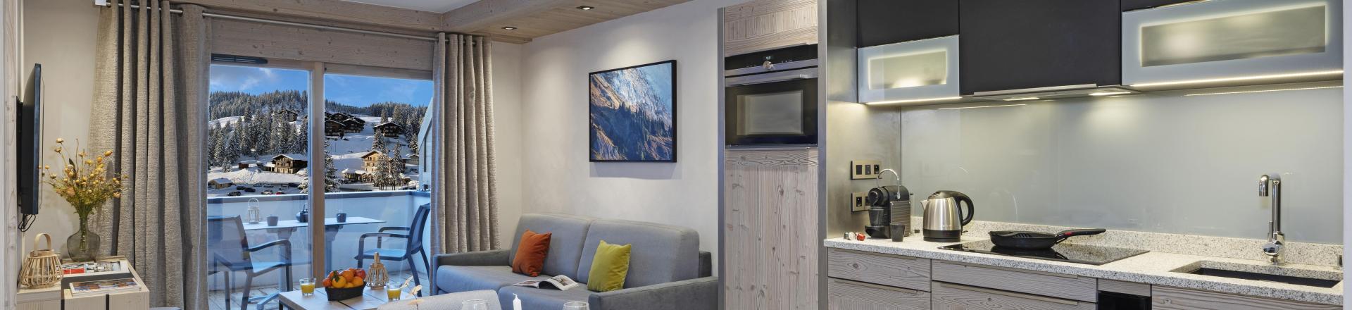 Ski verhuur Appartement 2 kamers 4 personen - Résidence Hameau de l'Ours - Manigod l'Etale - Eethoek