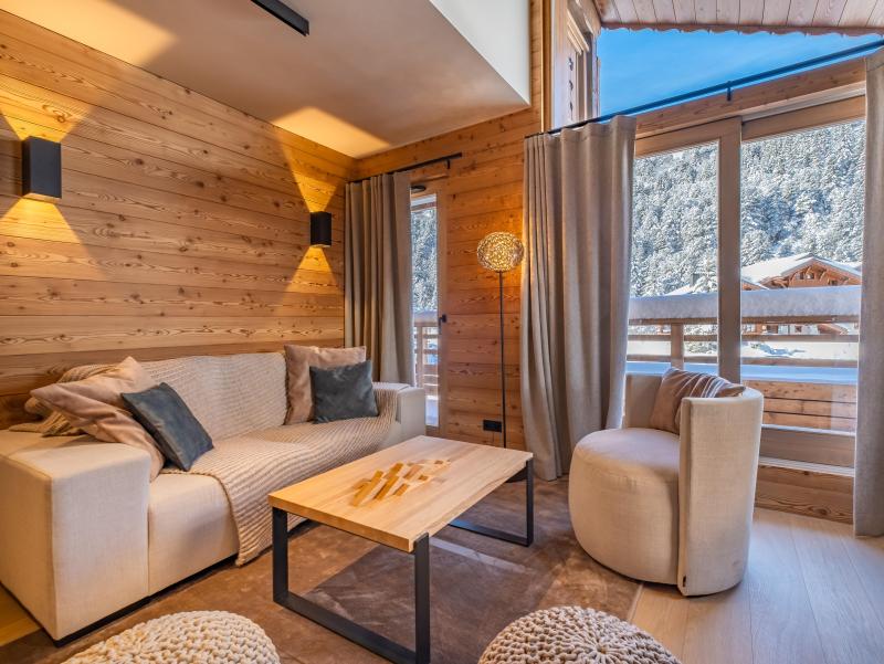 Skiverleih 3-Zimmer-Holzhütte für 8 Personen (1) - Les Chalets de Tueda - Méribel-Mottaret - Wohnzimmer