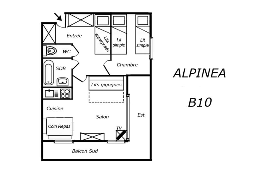 Location au ski Appartement 2 pièces 4 personnes (B10) - Résidence Alpinéa - Méribel-Mottaret