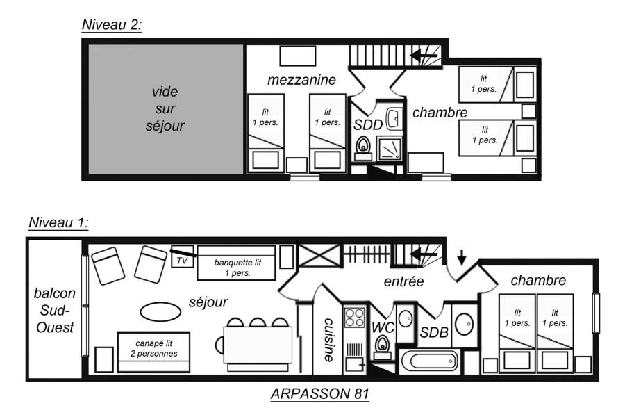 Location au ski Appartement 3 pièces mezzanine 8 personnes (81) - Résidence Arpasson II - Méribel-Mottaret