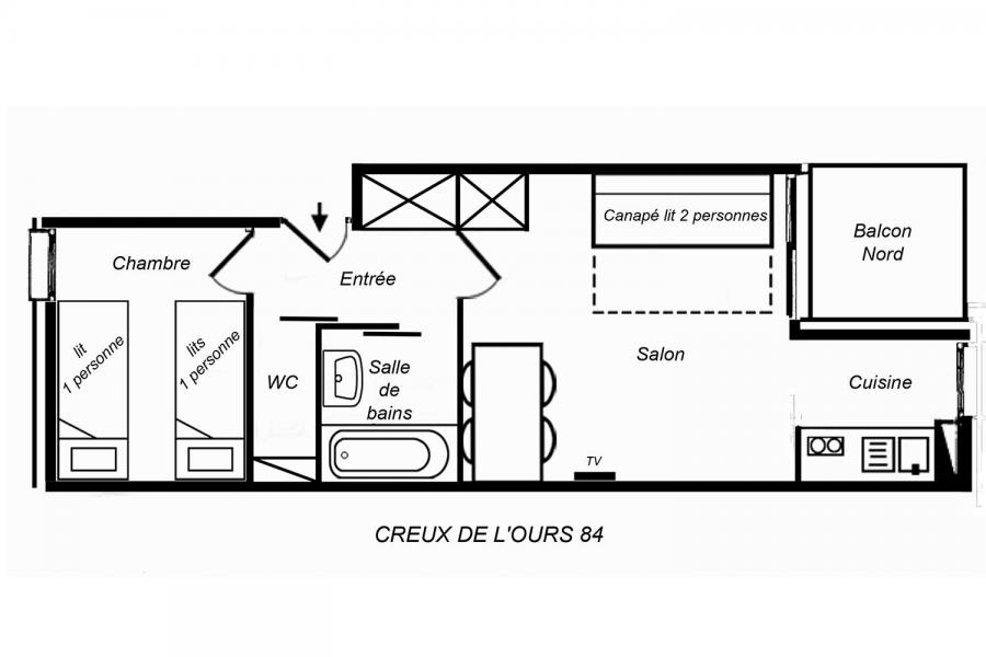 Location au ski Appartement 2 pièces 4 personnes (084) - Résidence Creux de l'Ours Bleu - Méribel-Mottaret