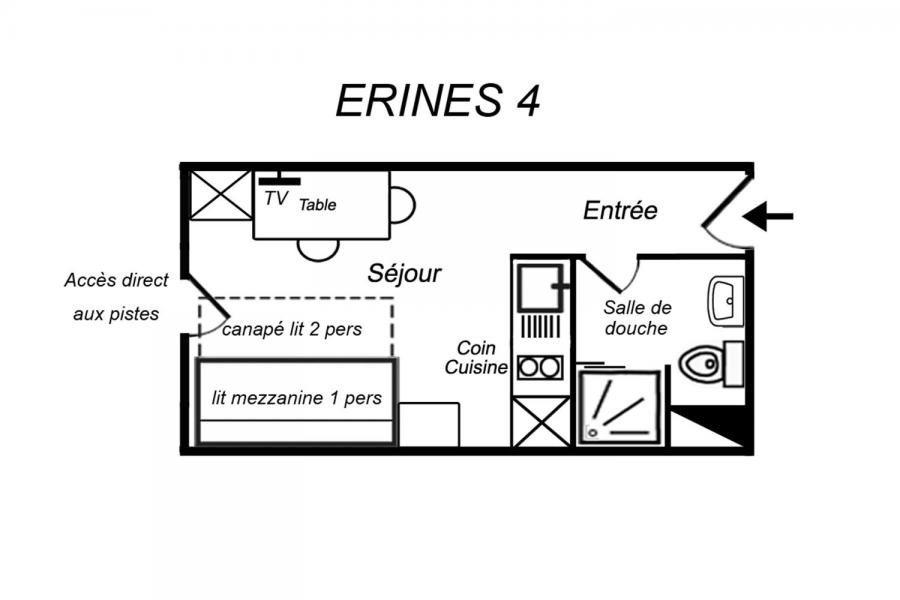 Location au ski Studio 2 personnes (004) - Résidence Erines - Méribel-Mottaret - Plan