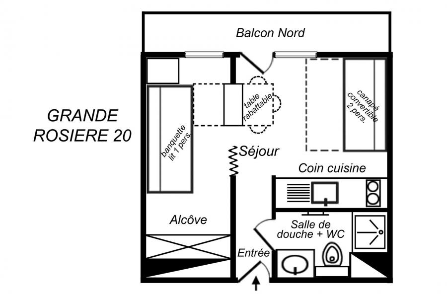 Location au ski Studio cabine 3 personnes (20) - Résidence Grande Rosière - Méribel-Mottaret
