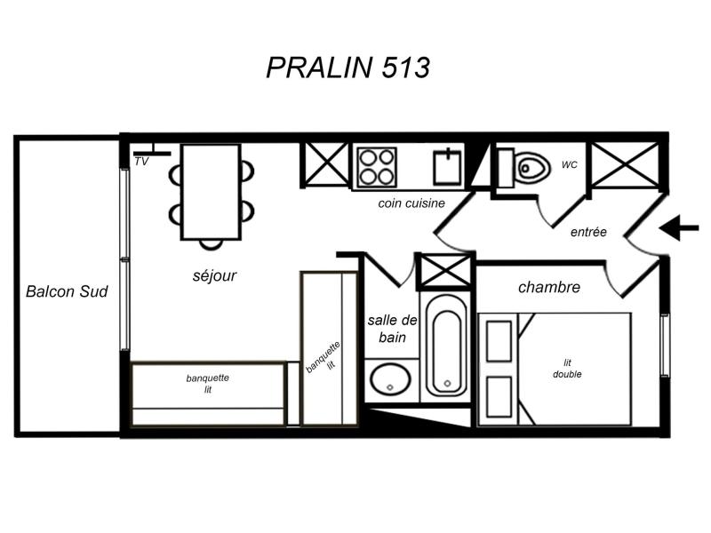 Location au ski Appartement 2 pièces 4 personnes (513) - Résidence le Pralin - Méribel-Mottaret
