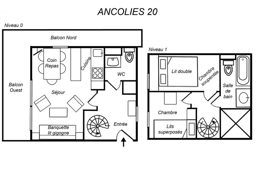 Location au ski Appartement duplex 3 pièces 5 personnes (020) - Résidence les Ancolies - Méribel-Mottaret