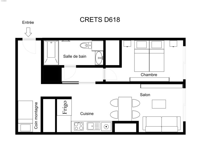 Alquiler al esquí Apartamento cabina 2 piezas para 6 personas (618) - Résidence les Crets - Méribel-Mottaret - Plano