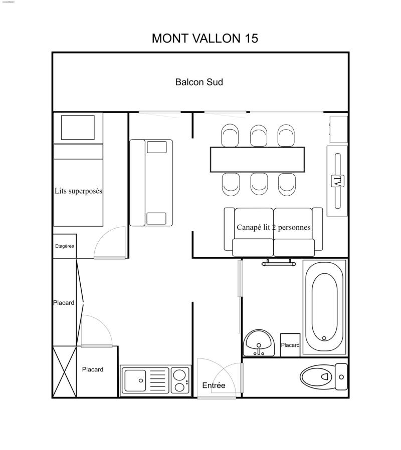 Skiverleih 2-Zimmer-Appartment für 4 Personen (015) - Résidence Mont Vallon - Méribel-Mottaret - Plan