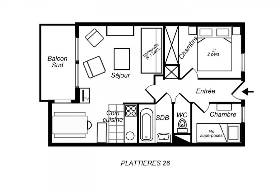 Location au ski Appartement 2 pièces cabine 4 personnes (26) - Résidence Plattières - Méribel-Mottaret