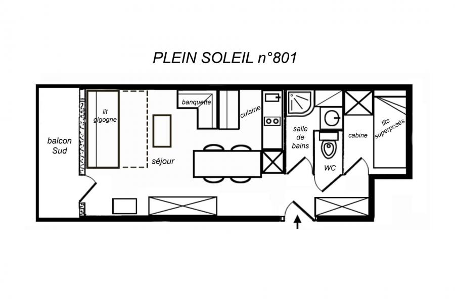 Location au ski Studio cabine 3 personnes (801) - Résidence Plein Soleil - Méribel-Mottaret