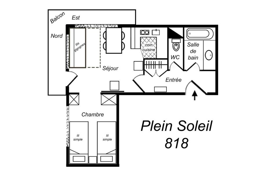 Location au ski Appartement 2 pièces 4 personnes (818) - Résidence Plein Soleil - Méribel-Mottaret