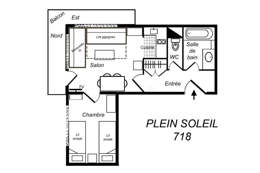 Location au ski Appartement 2 pièces 4 personnes (718) - Résidence Plein Soleil - Méribel-Mottaret - Plan