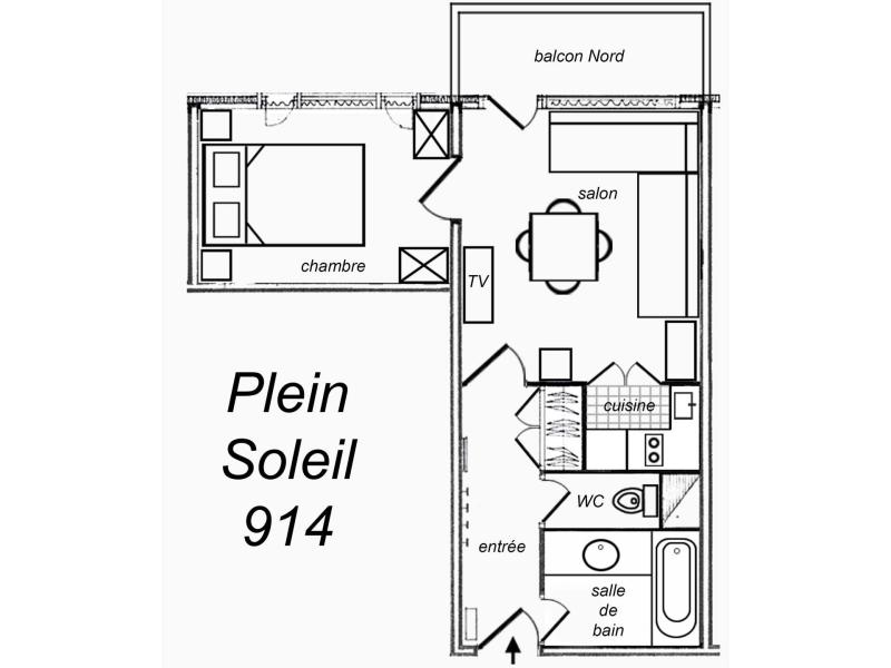 Rent in ski resort 2 room apartment 4 people (914) - Résidence Plein Soleil - Méribel-Mottaret - Plan