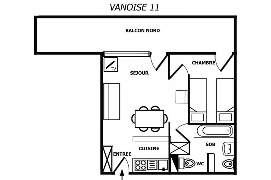 Location au ski Appartement 2 pièces 4 personnes (011) - Résidence Vanoise - Méribel-Mottaret - Plan