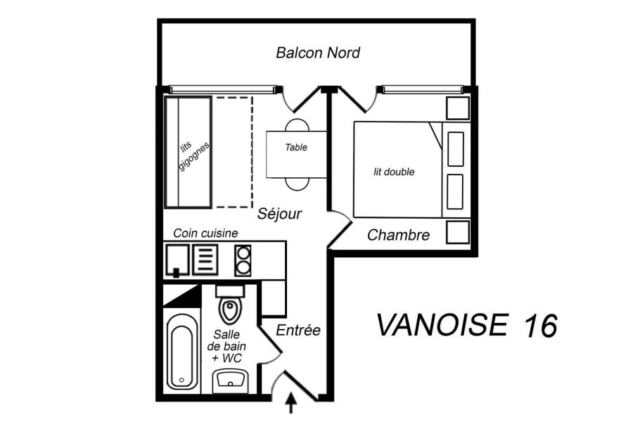 Location au ski Appartement 2 pièces 3 personnes (016) - Résidence Vanoise - Méribel-Mottaret