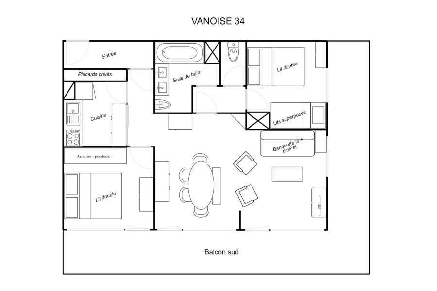 Alquiler al esquí Apartamento 3 piezas para 6 personas (034) - Résidence Vanoise - Méribel-Mottaret