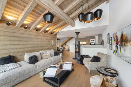 Rent in ski resort 6 room semi-detached chalet cabin 10 people - Chalet Marmotte - Méribel-Mottaret - Living room