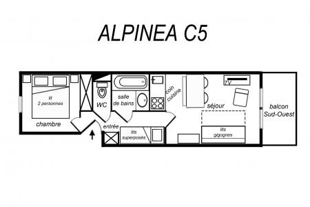 Location au ski Appartement 2 pièces coin montagne 6 personnes (C05) - Résidence Alpinéa - Méribel-Mottaret