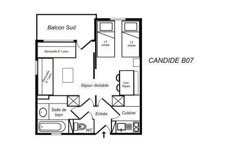 Ski verhuur Appartement 1 kamers 4 personen (B07) - Résidence Candide - Méribel-Mottaret
