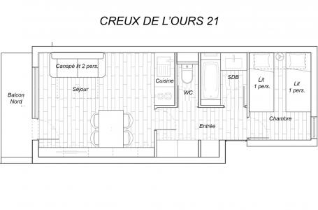 Location au ski Appartement 2 pièces 4 personnes (21) - Résidence Creux de l'Ours Bleu - Méribel-Mottaret - Plan