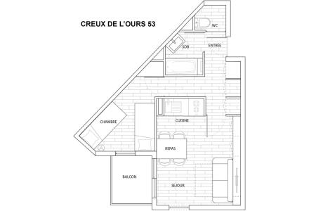 Location au ski Appartement 2 pièces 4 personnes (53) - Résidence Creux de l'Ours Bleu - Méribel-Mottaret