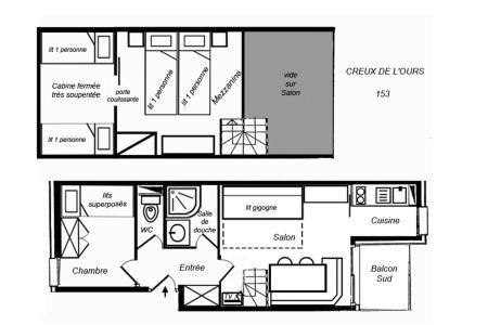 Location au ski Appartement 2 pièces mezzanine 6 personnes (153) - Résidence Creux de l'Ours Vert - Méribel-Mottaret