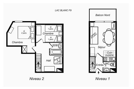 Location au ski Appartement duplex 3 pièces 6 personnes (F9) - Résidence Lac Blanc - Méribel-Mottaret - Plan