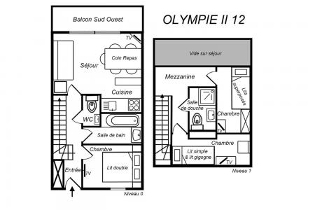 Location au ski Appartement duplex 4 pièces 6 personnes (12) - Résidence Olympie II - Méribel-Mottaret - Plan