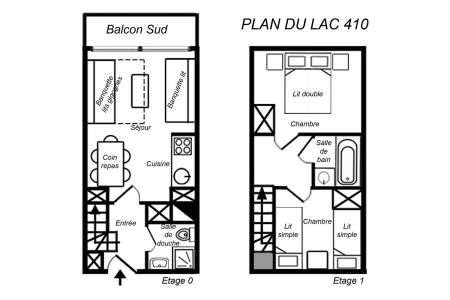 Location au ski Appartement duplex 3 pièces 6 personnes (410) - Résidence Plan du Lac - Méribel-Mottaret - Plan