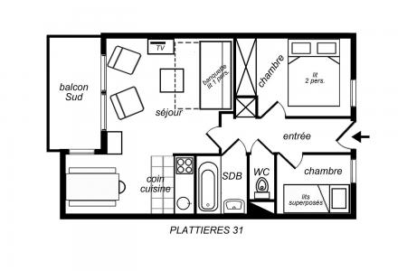 Location au ski Appartement 2 pièces cabine 5 personnes (31) - Résidence Plattières - Méribel-Mottaret