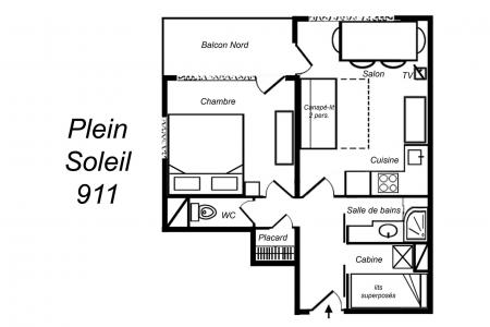 Location au ski Appartement 3 pièces cabine 6 personnes (911) - Résidence Plein Soleil - Méribel-Mottaret