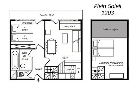 Location au ski Appartement 2 pièces mezzanine 6 personnes (1203) - Résidence Plein Soleil - Méribel-Mottaret