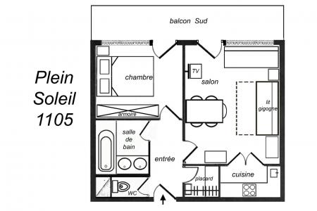 Location au ski Appartement 2 pièces 5 personnes (1105) - Résidence Plein Soleil - Méribel-Mottaret