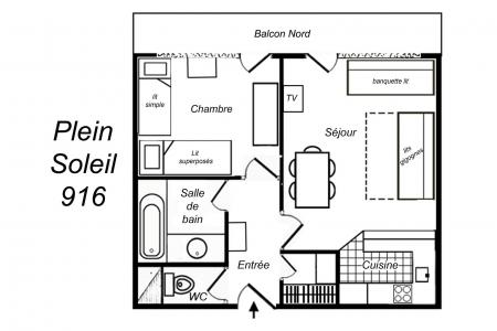 Wynajem na narty Apartament 2 pokojowy 5 osób (916) - Résidence Plein Soleil - Méribel-Mottaret