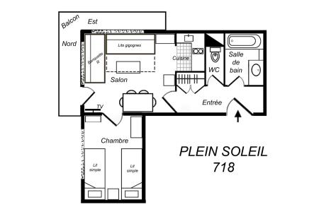 Location au ski Appartement 2 pièces 4 personnes (718) - Résidence Plein Soleil - Méribel-Mottaret - Plan