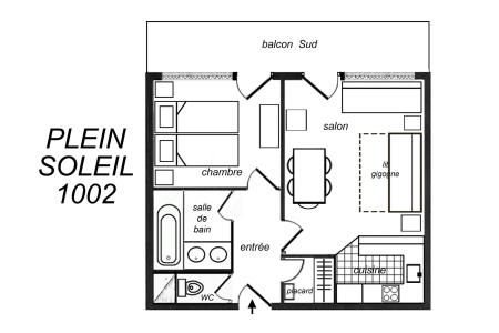 Rent in ski resort 2 room apartment 5 people (1002) - Résidence Plein Soleil - Méribel-Mottaret